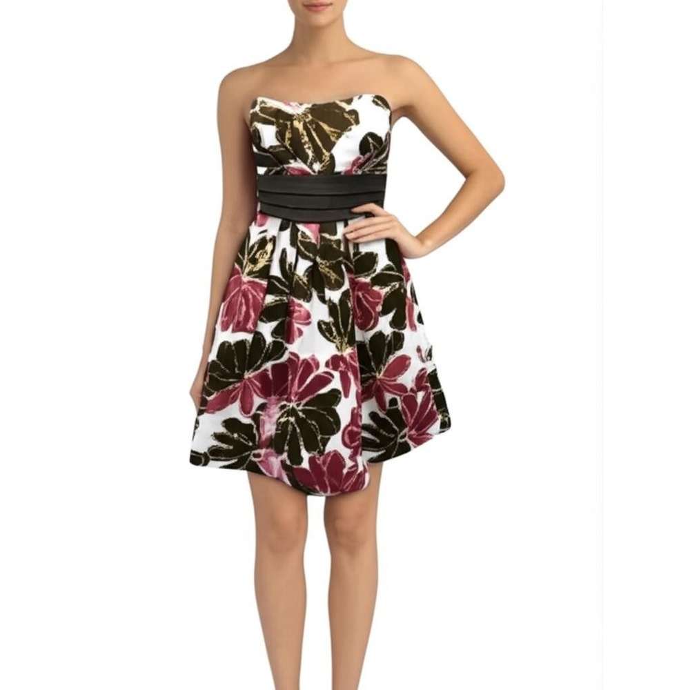Speechless Strapless HOCO Dress Juniors 7 Floral Print Pleated Back Tie Boho New